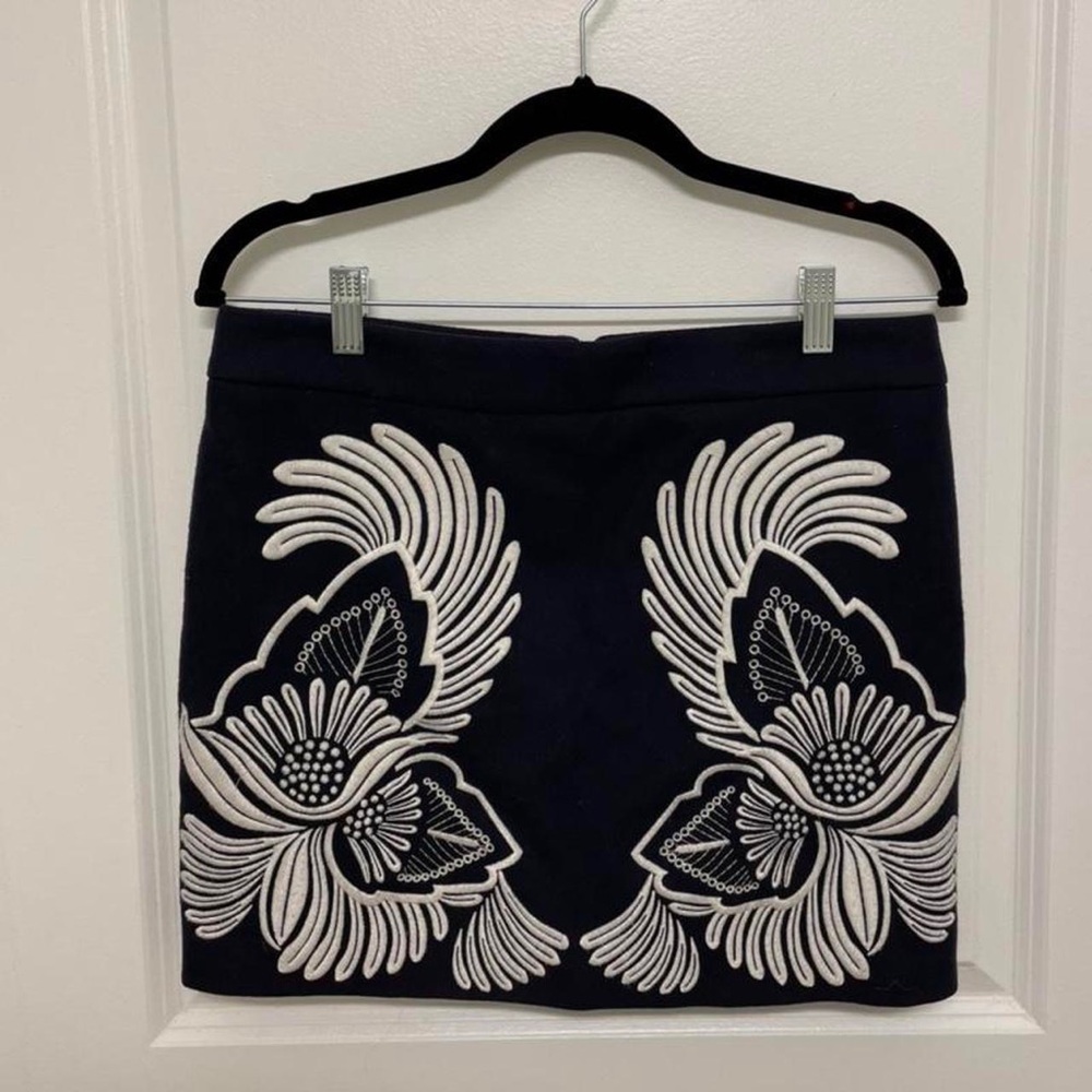 Stella McCartney wool patterned navy skirt